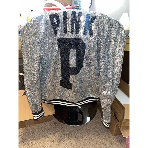 RARE Victoria's Secret Pink Full Sequin BLING Varsity Jacket Fashion Show 2013 C - Picture 2 of 15